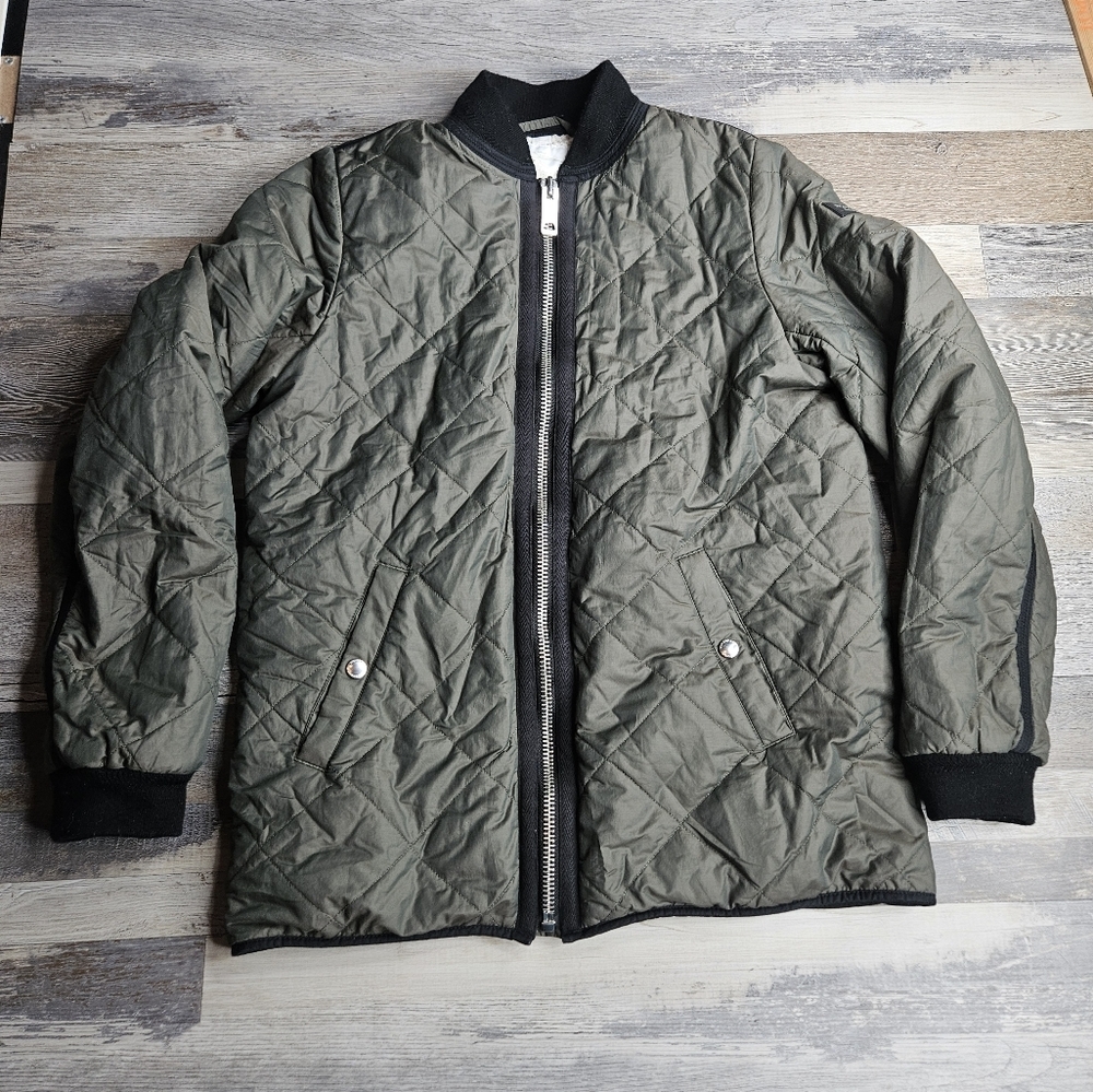 Burberry Children Quilted Bomber Jacket Oliver Green Full Zipper